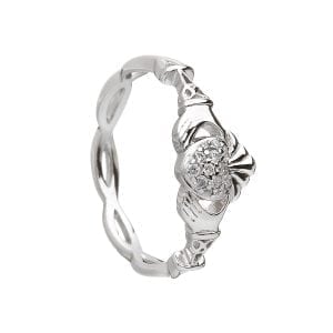 Silver Claddagh Ring Pavé Set