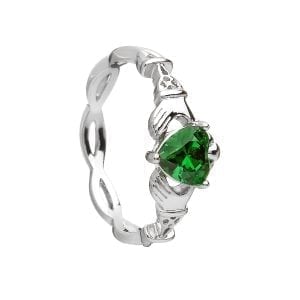 Green Stone Claddagh Ring