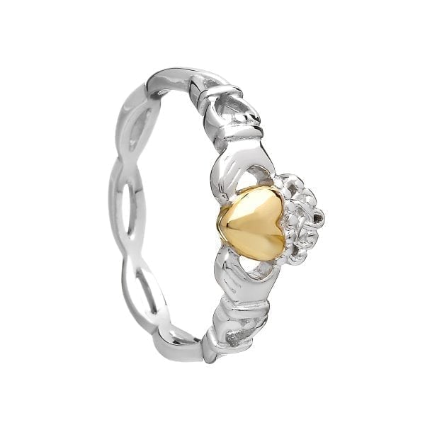 Claddagh Ring with Gold Heart - Celtic Jewelry by Boru