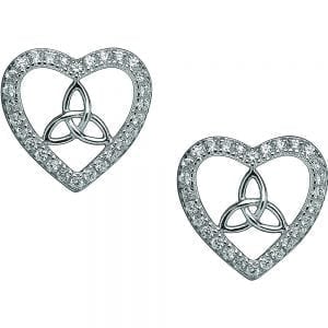 Silver Trinity Heart Earrings