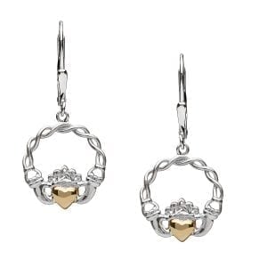 Claddagh Earrings with Gold Heart