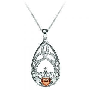 Trinity Teardrop Claddagh Pendant