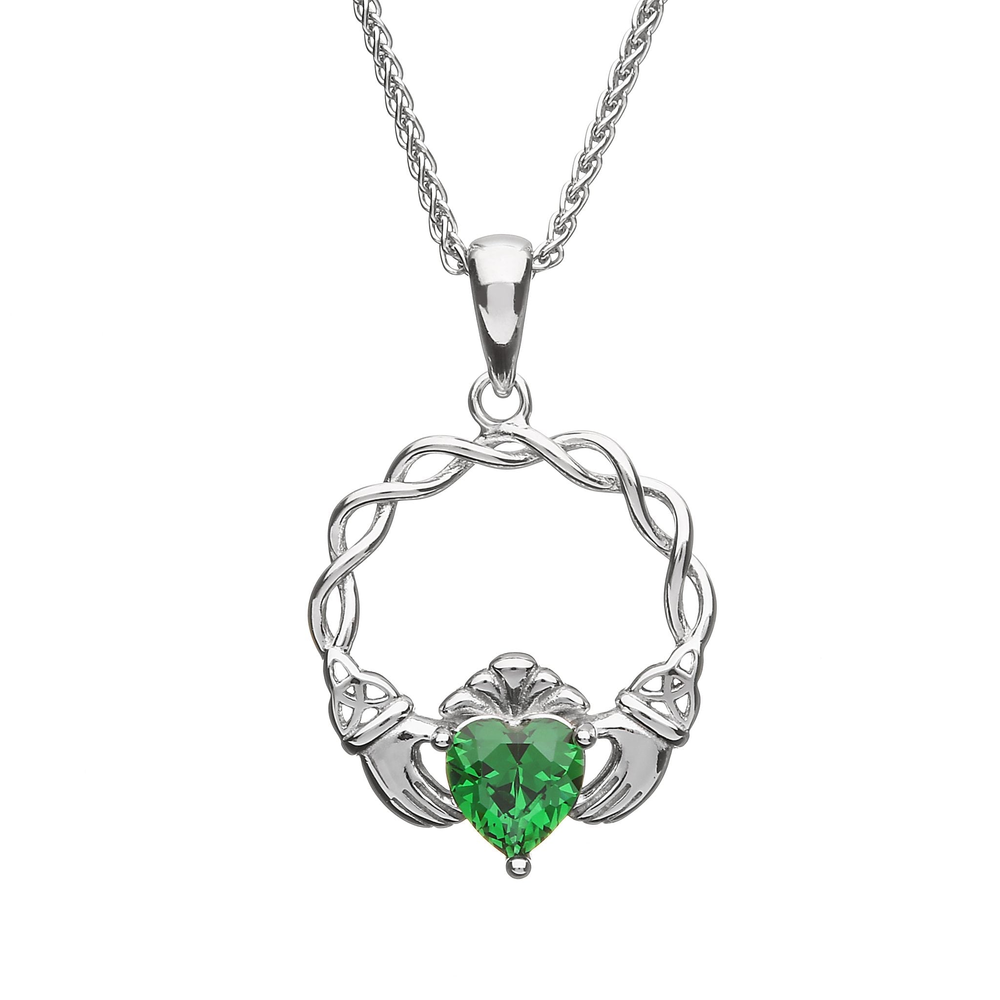 Irish Celtic Claddagh Silver Pendant with Gemstone TPD5905 – Peter Stone  Jewelry