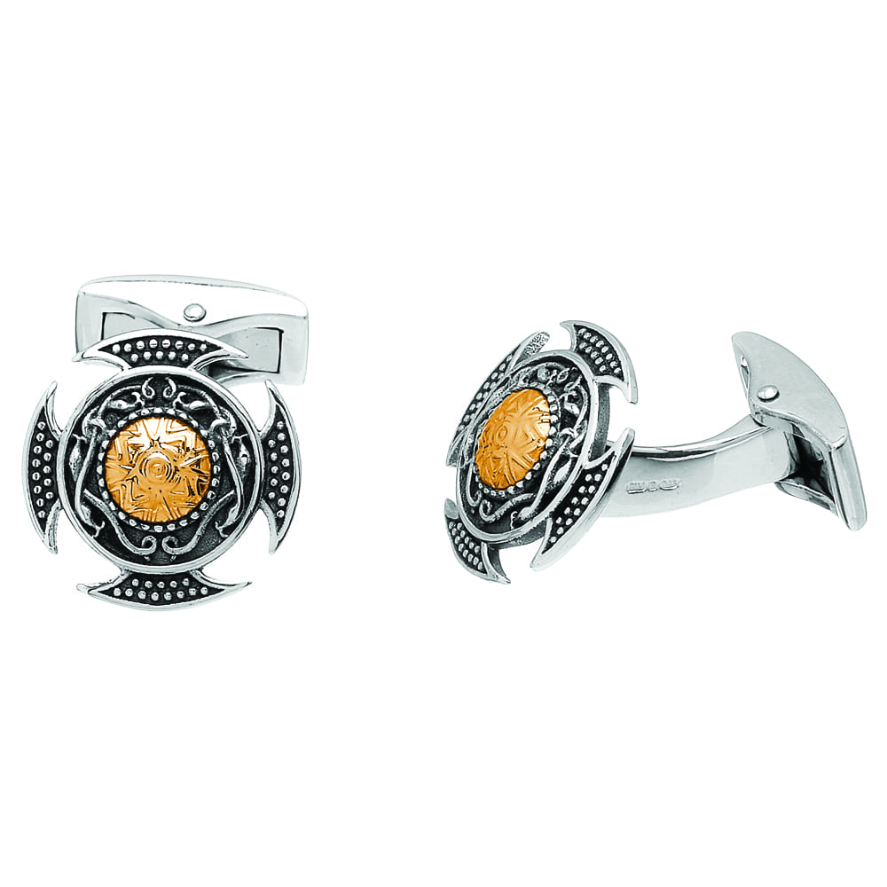 Wood Quay Cufflinks with 18K Gold Bead - Celtic Jewelry by Boru