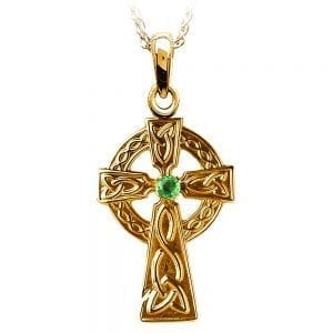 Traditional Celtic Cross with Emerald