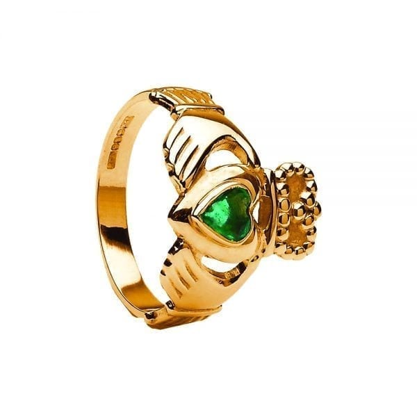 Emerald Heart Claddagh Ring