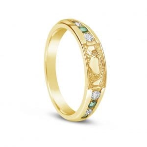 Diamond & Emerald Claddagh Eternity Ring