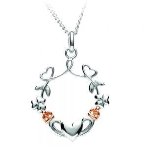 Heart Shamrock Claddagh Pendant