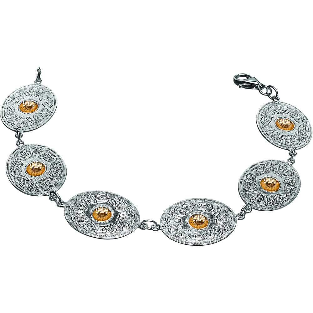 Oval Celtic Warrior Bracelet +18K Gold Beads - Celtic Jewelry by Boru