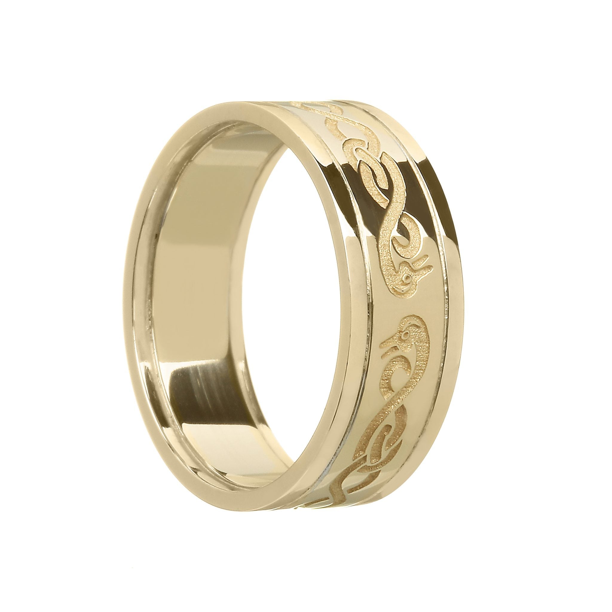 Ladies Le Cheile Gold Wedding Ring with Trims - Celtic Jewelry by Boru