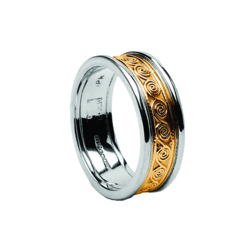 Ladies Celtic Spiral Wedding Ring with Trims - Boru Jewelry