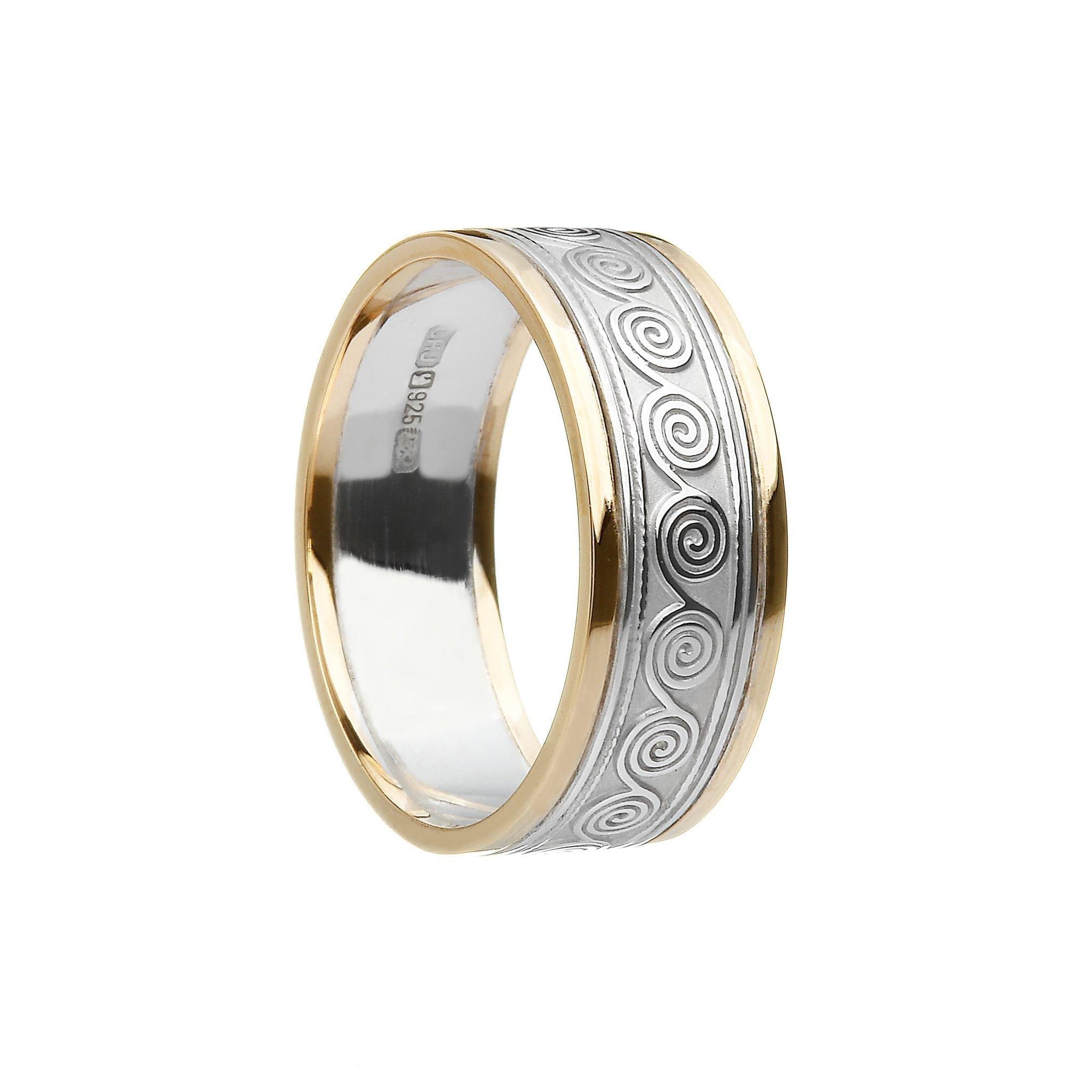 Gents Celtic Spiral Wedding Ring with Trims - Celtic Jewelry by Boru