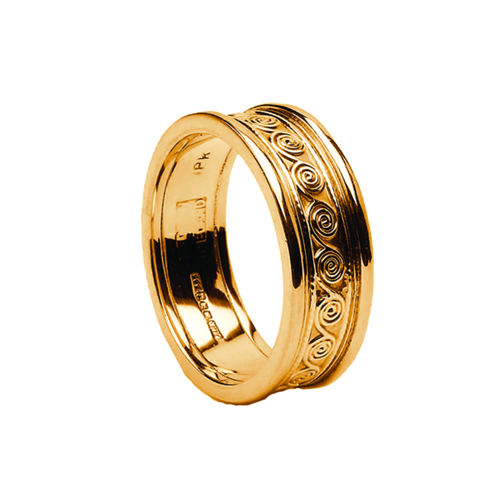 Gents Celtic Spiral Wedding Ring with Trims - Celtic Jewelry by Boru