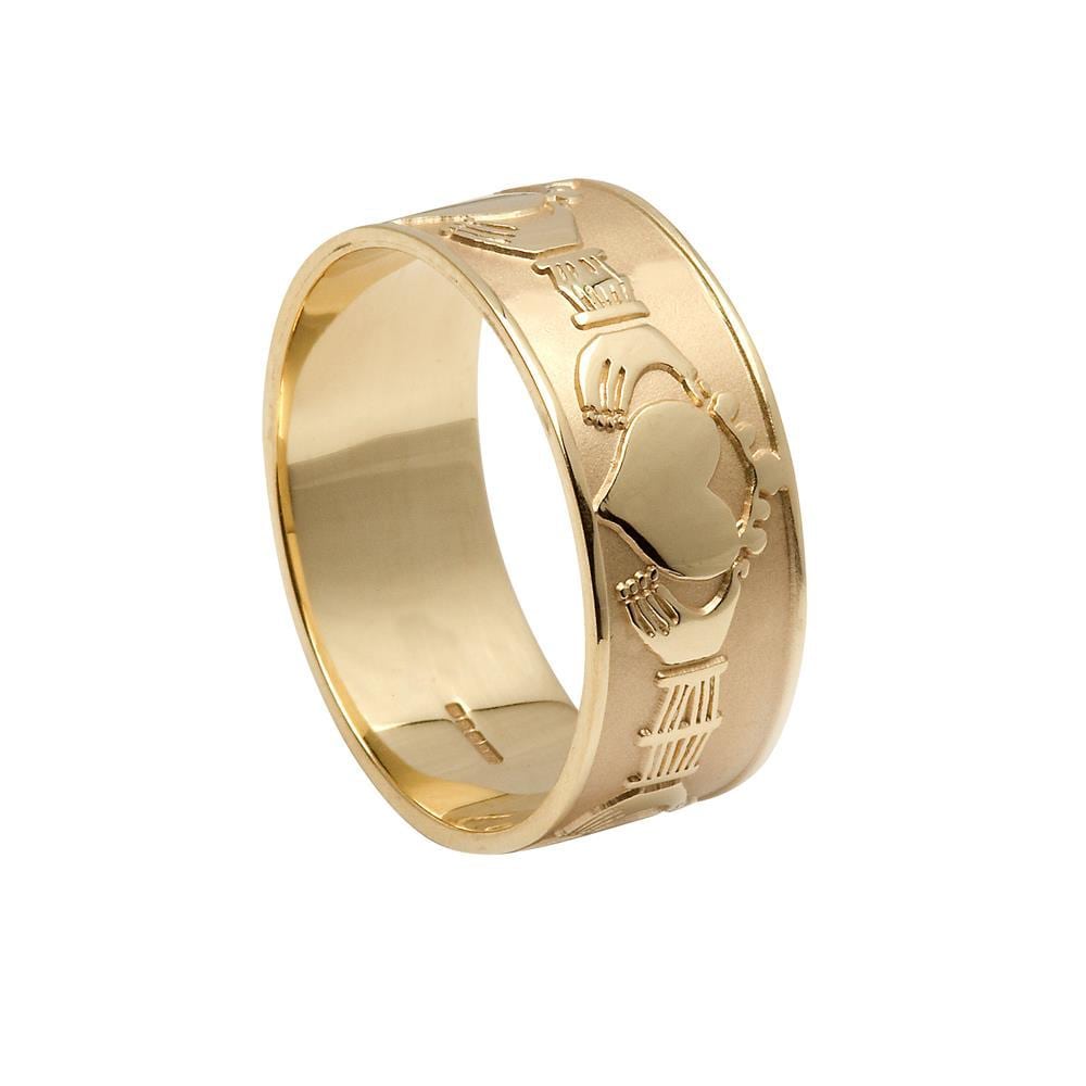 Gents Extra Wide Claddagh Wedding Ring - Celtic Jewelry by Boru