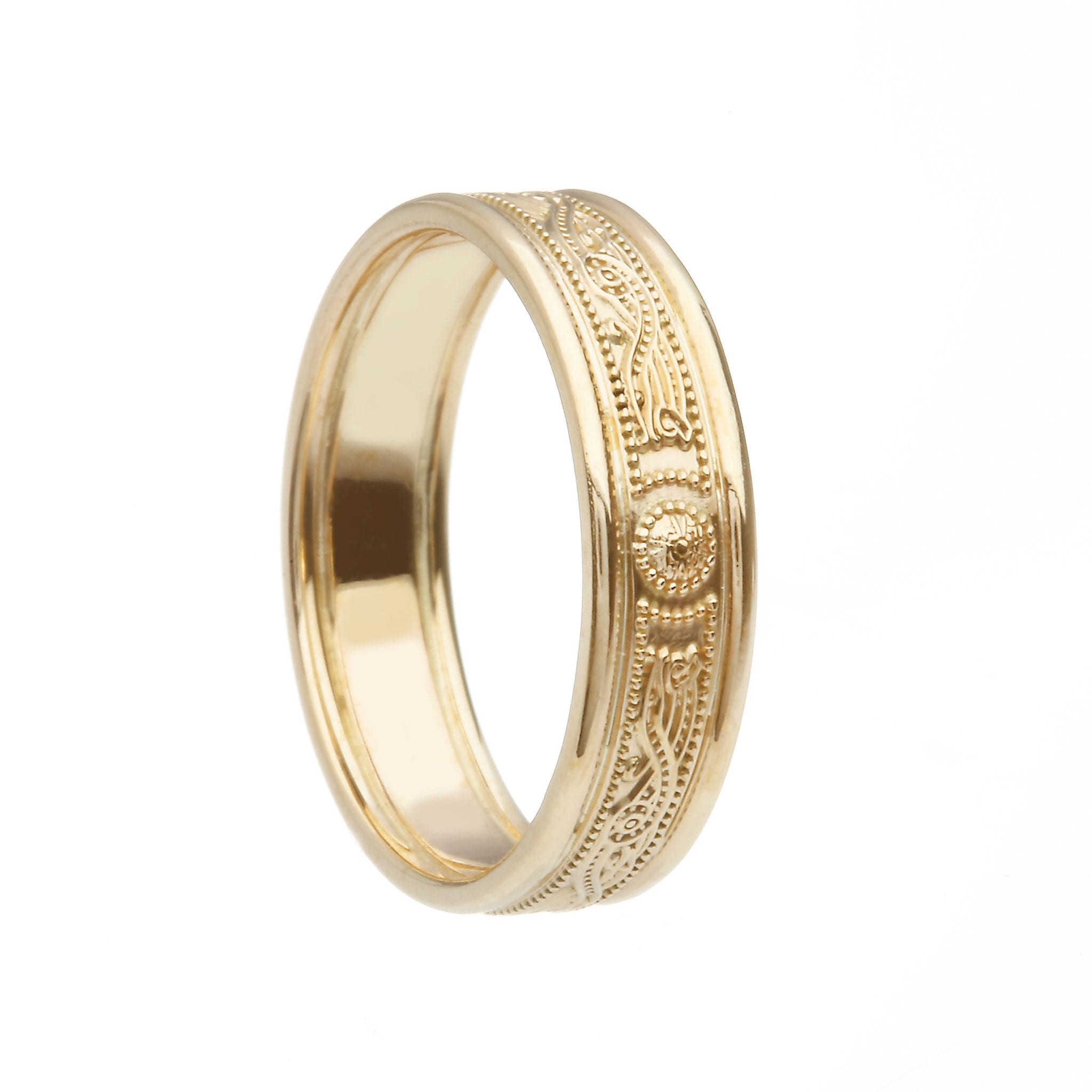Celtic Warrior ® Shield Gold Wedding Ring - Very Narrow with Gold Trims ...