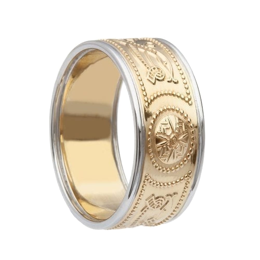 Celtic Warrior ® Shield Wedding Ring - Extra Wide with Trims - Celtic ...