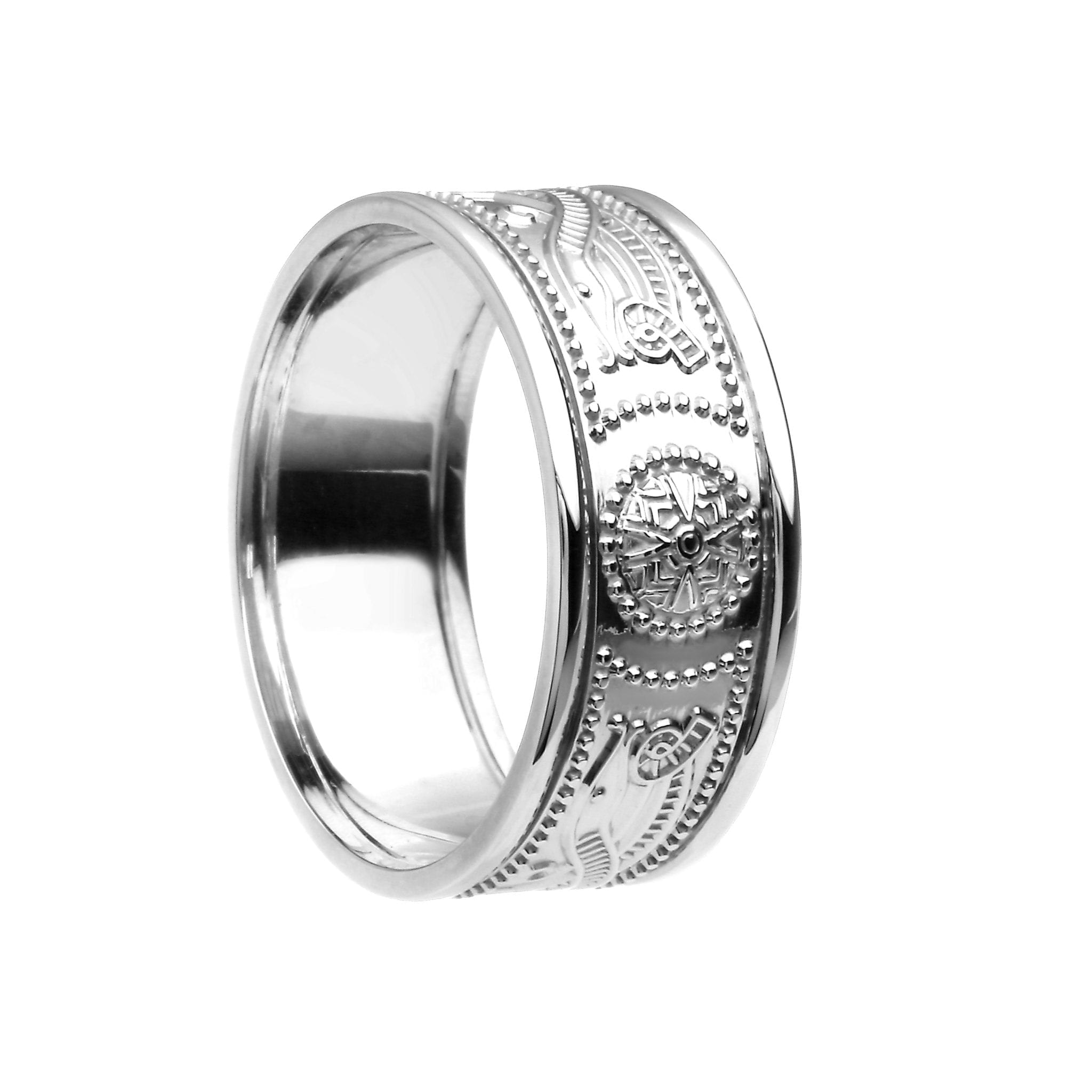 Celtic Warrior Shield White Gold Wedding Ring - Medium with Trims ...