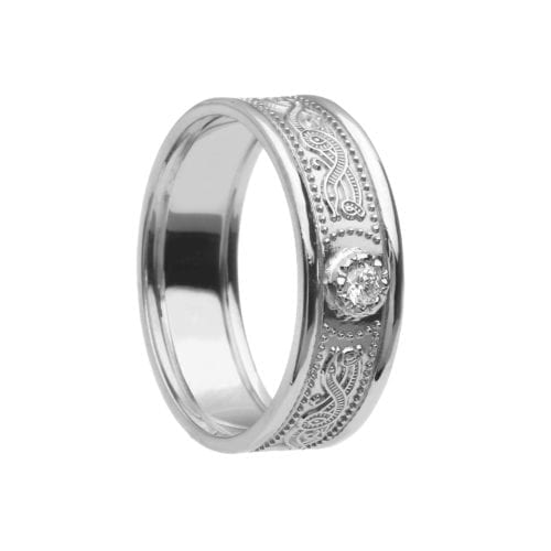 Celtic Warrior Shield Wedding Ring - Very Narrow with Trims