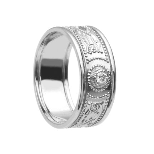 Celtic Warrior Shield Wedding Ring - Very Narrow with Trims