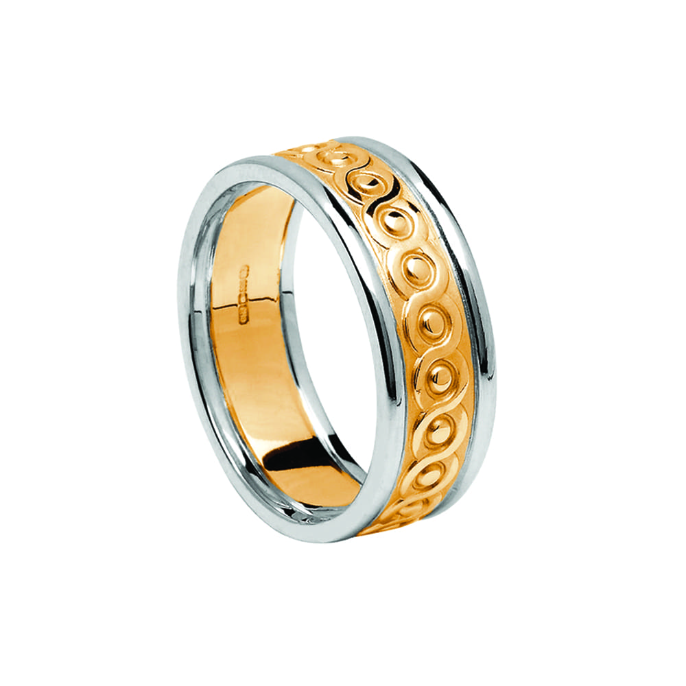 Ladies Continuity Celtic Wedding Ring with Trims - Celtic Jewelry by Boru