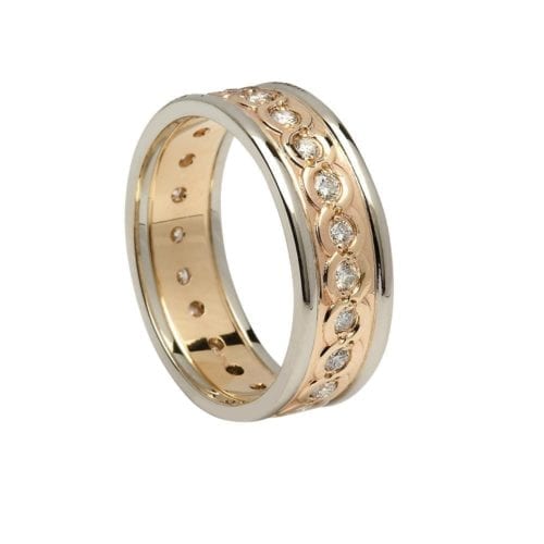Ladies Diamond Set Continuity Wedding Ring with Trims - Boru Jewelry