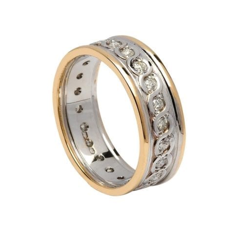 Ladies Diamond Set Continuity Wedding Ring with Trims - Boru Jewelry
