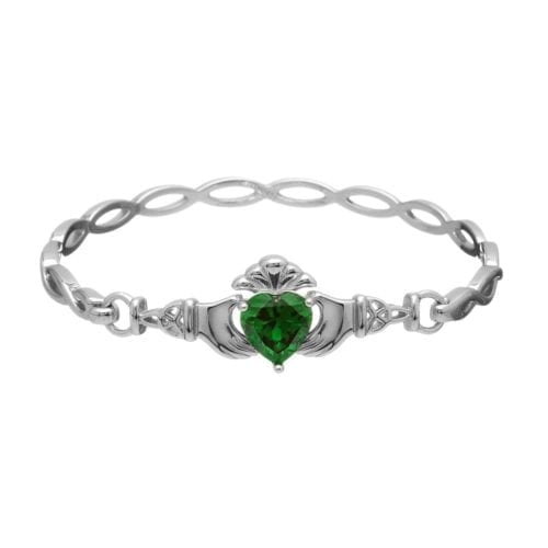 Green Stone Claddagh Bangle