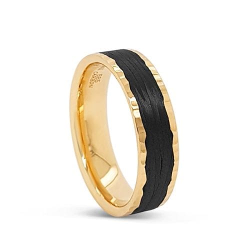 Carbon 6mm Apricot Gold Wedding Ring - Celtic Jewelry by Boru