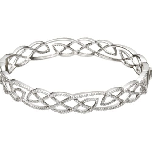 Interlaced Celtic Pattern Bangle with Cubic Zirconia