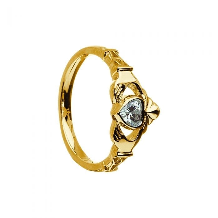 April Birthstone Claddagh Ring