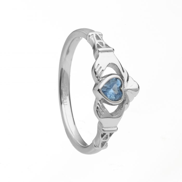 March Birthstone Claddagh Ring