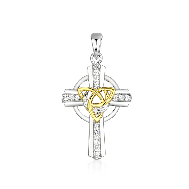 Trinity Two Tone CZ Cross