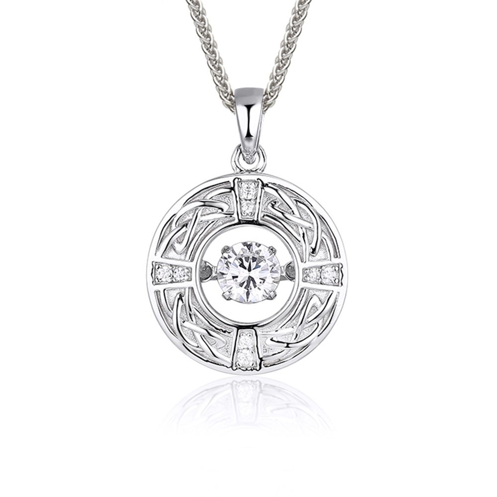 Celtic Knot with CZ Dancing Stone Pendant